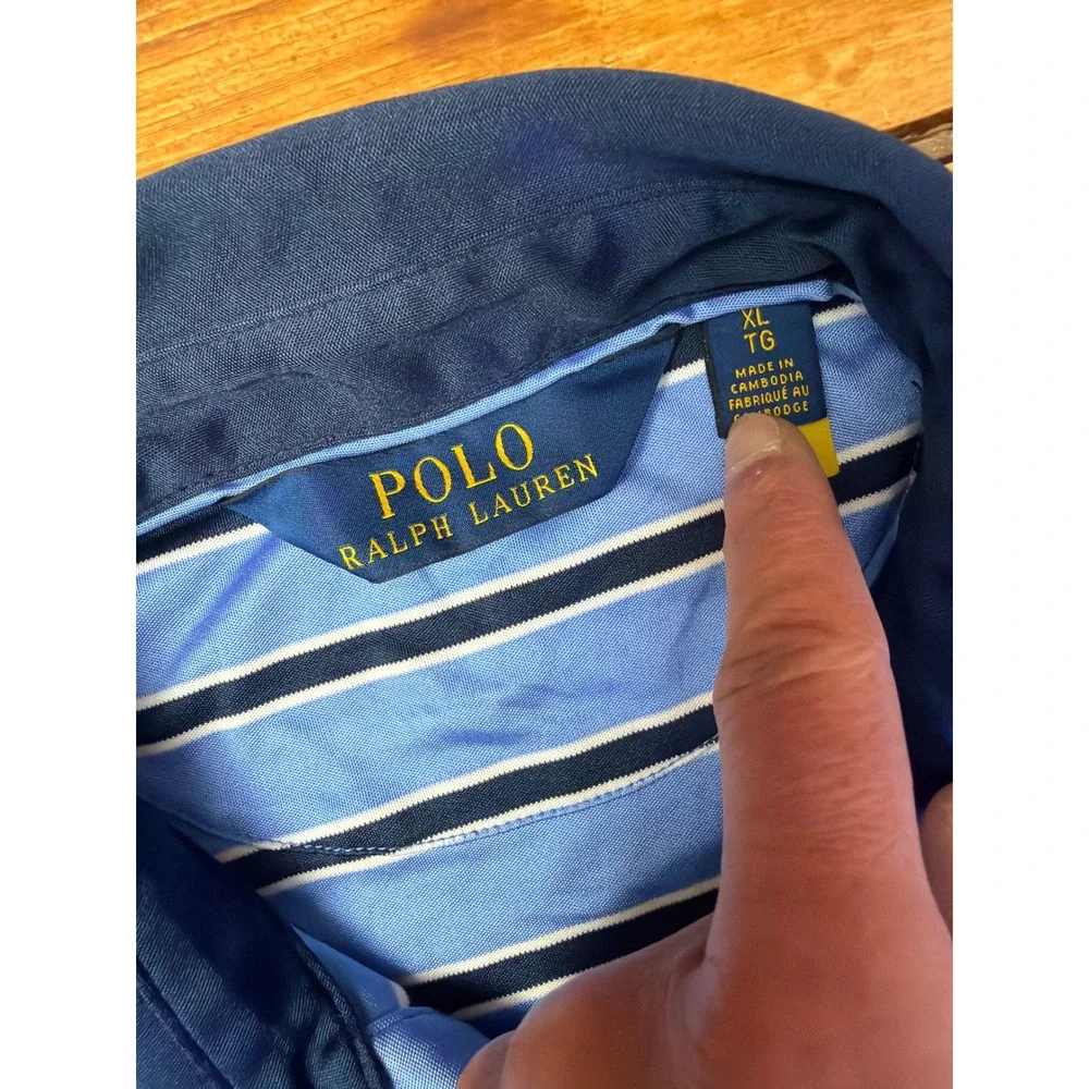 Polo Ralph Lauren Golf Shirt Mens XL Blue Striped 122nd US Open The Country Club